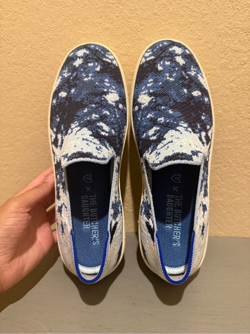 Women's Slip-On Knit Sneakers - Blue/White rothys shibori 8.5